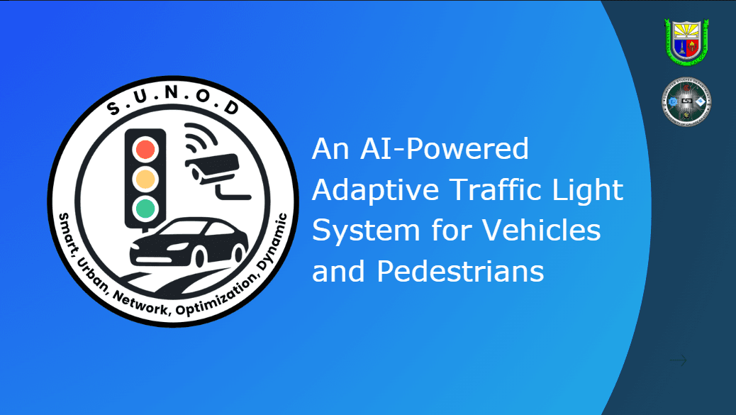 Project title slide for the AI-powered adaptive traffic light system.